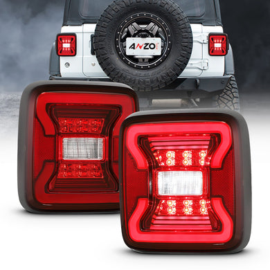 349.42 Anzo LED Tail Lights Jeep Wrangler JL (2018-2020) Red Lens / Black Housing - 311295 - Redline360
