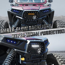 Load image into Gallery viewer, Xprite Black Steel Mesh Grille Polaris RZR/900/S/1000 XP (2014-2018) w/ 8" LED Lightbar / w/ Flag - W/ Lightbar Alternate Image