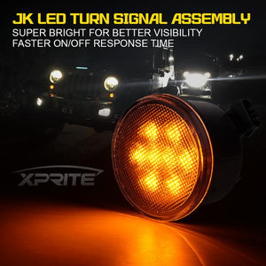 36.99 Xprite G2 LED Amber Turn Signal Light Jeep Wrangler (2007-2018) Clear / Smoke / Smoke with Star - Redline360