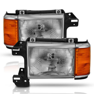 245.60 Anzo Crystal Headlights Ford Bronco (87-91) [Black Housing w/ Chrome Trim] 111449 - Redline360