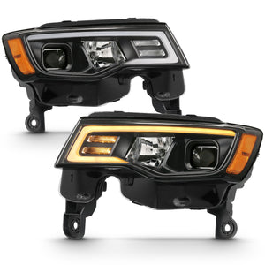 439.90 Anzo Projector Headlights Jeep Grand Cherokee (17-18) [LED Light Bar w/ Switchback Signal Light] Black or Chrome Housing - Redline360