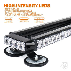 80.99 Xprite Rooftop Strobe Light Pursuit 20" LED Series w/ Magnetic Base - Amber / Mixed - Redline360