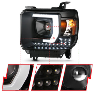 397.46 Anzo Projector Headlights GMC Sierra 1500 (14-15) 2500HD/3500HD (15-16) [w/ Plank Style Halo DRL / Black Housing] 111450 - Redline360