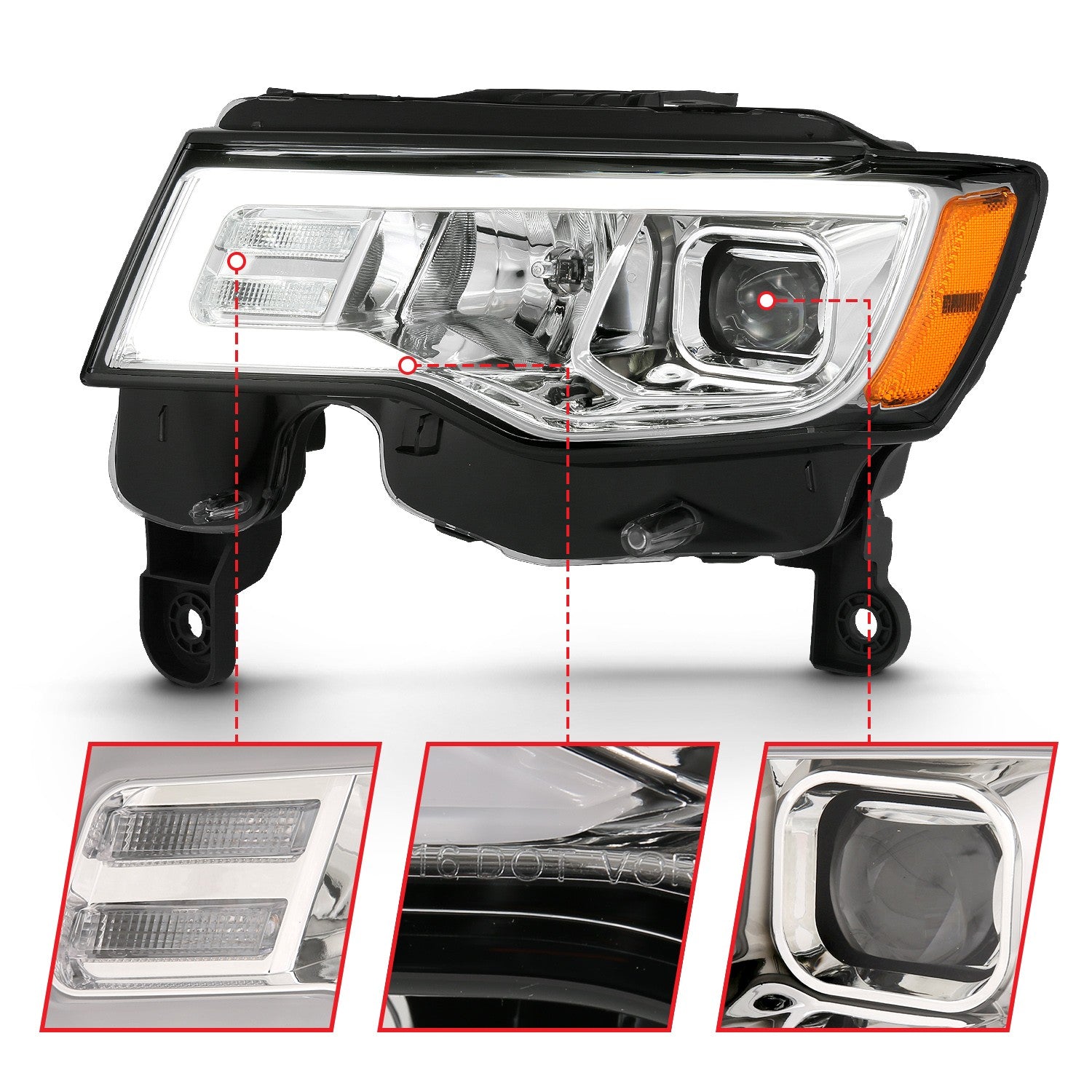 Anzo Projector Headlights Jeep Grand Cherokee (17-22) [LED DRL