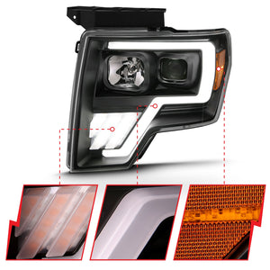 422.20 Anzo Projector Headlights Ford F150 (09-14) Black or Chrome - G4 Switchback or Non-Switchback LED Bar - Redline360