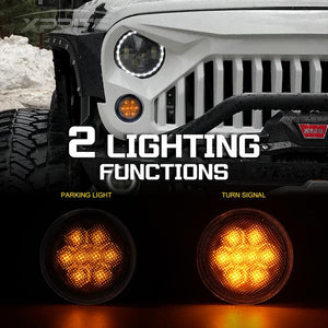 36.99 Xprite G2 LED Amber Turn Signal Light Jeep Wrangler (2007-2018) Clear / Smoke / Smoke with Star - Redline360