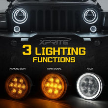 Load image into Gallery viewer, 41.99 Xprite LED Amber Turn Signal Light Jeep Wrangler JK (2007-2018) with Halo DRL - Clear / Smoke - Redline360 Alternate Image