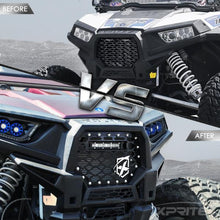 Load image into Gallery viewer, Xprite Black Steel Mesh Grille Polaris RZR/900/S/1000 XP (2014-2018) w/ 8" LED Lightbar / w/ Flag - W/ Lightbar Alternate Image
