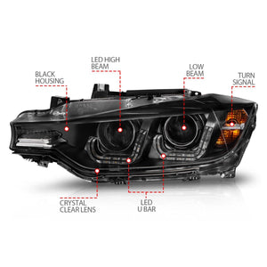 549.99 Anzo Projector Headlights BMW 320i 328i 330i 335i 340i F30 (12-14) w/ U bar LED DRL - Redline360