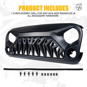 99.99 Xprite Grill Jeep Wrangler JK (2007-2018) Venom Series w/ Teeth / Fangs - Redline360