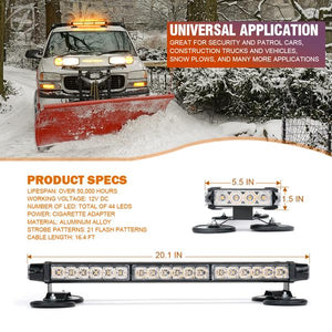 80.99 Xprite Rooftop Strobe Light Pursuit 20" LED Series w/ Magnetic Base - Amber / Mixed - Redline360