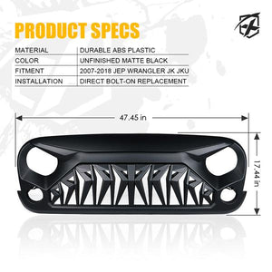 99.99 Xprite Grill Jeep Wrangler JK (2007-2018) Venom Series w/ Teeth / Fangs - Redline360