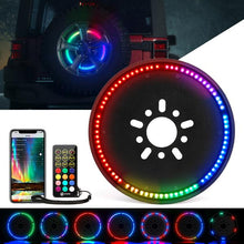 Load image into Gallery viewer, Xprite Spare Tire RGB LED Brake Light Jeep Wrangler JK (2007-2018) JL (2018-2025) w/ Remote Control &amp; Bluetooth - TL-UNI-WHEEL-G3 - Default Title Alternate Image