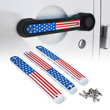 Load image into Gallery viewer, Xprite Door Handle Trim Inserts Jeep Wrangler JK (2007-2018) Brushed Aluminum - Black/Blue/Flag/Red/Silver - Black 3pcs Alternate Image