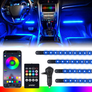 26.99 Xprite 4PC Celestial Series Bluetooth and Remote Control RGB LED Interior Car Light Set - DL-IL-G4 - Redline360