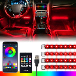 26.99 Xprite 4PC Celestial Series Bluetooth and Remote Control RGB LED Interior Car Light Set (USB Powered) DL-IL-G3 - Redline360