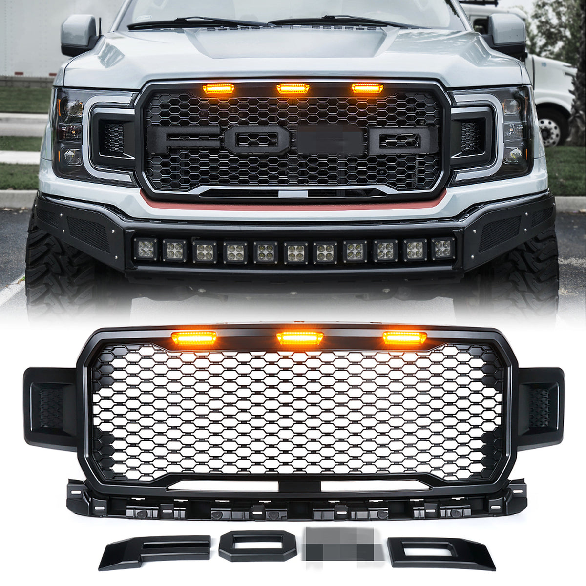 Xprite Raptor Style Grill Ford F150 (2018-2019) W  Led Running Lights 