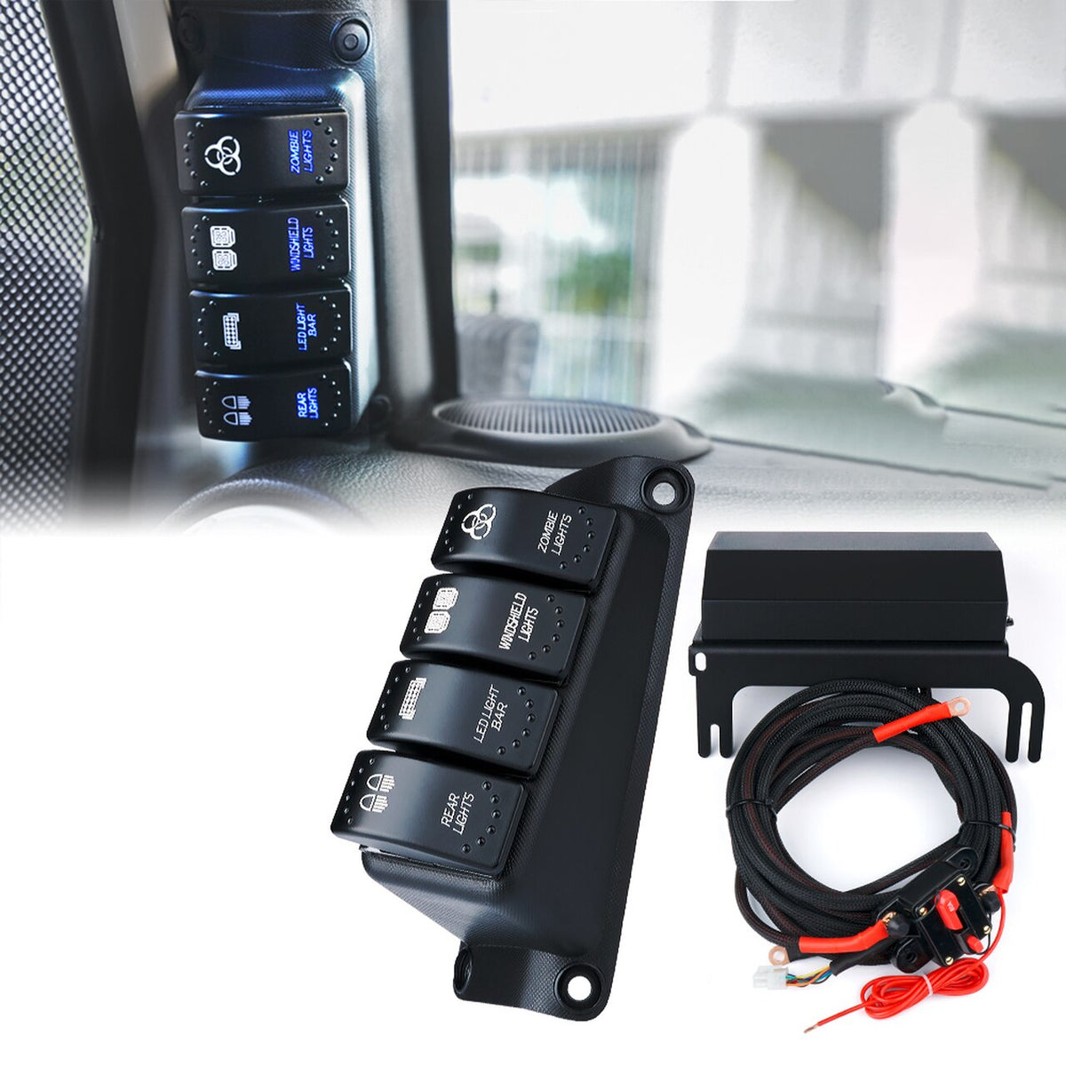 Xprite Rocker Switch Xprite 4 Rocker Switch Pod Control System Jeep JK & JKU (07-18) CS-4SW