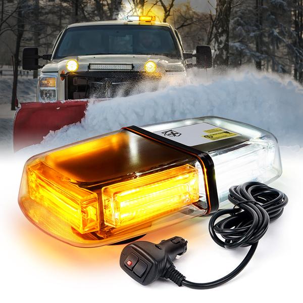 39.99 Xprite Tracker Series 60W COB LED Rooftop Strobe Light with Magnetic Base - White-Amber / Amber - Redline360