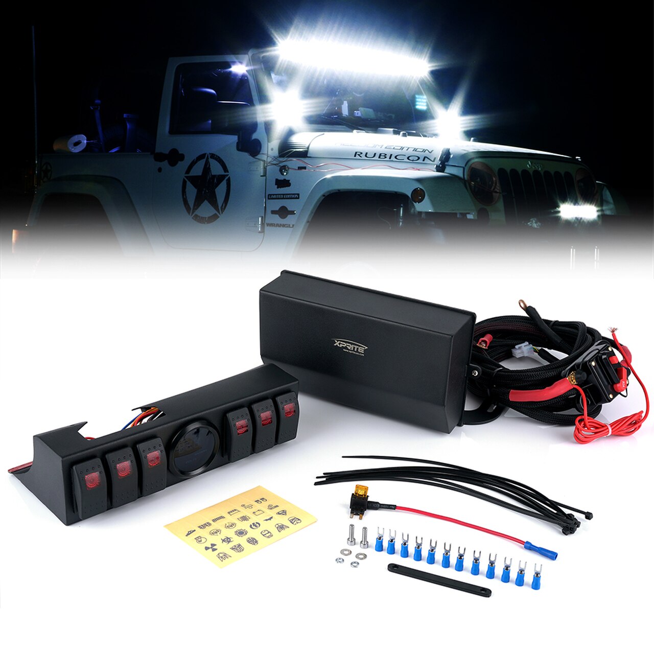 Xprite Rocker Switch Xprite 6 Rocker Switch Panel & System Relay Box Jeep JK & JKU (09-18)