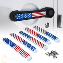 Load image into Gallery viewer, Xprite Door Handle Trim Inserts Jeep Wrangler JK (2007-2018) Brushed Aluminum - Black/Blue/Flag/Red/Silver - Flag 5pcs Alternate Image