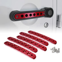 Load image into Gallery viewer, Xprite Door Handle Trim Inserts Jeep Wrangler JK (2007-2018) Brushed Aluminum - Black/Blue/Flag/Red/Silver - Red 5pcs Alternate Image