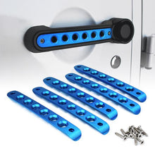 Load image into Gallery viewer, Xprite Door Handle Trim Inserts Jeep Wrangler JK (2007-2018) Brushed Aluminum - Black/Blue/Flag/Red/Silver - Blue 5pcs Alternate Image