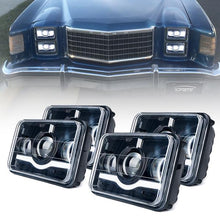 Load image into Gallery viewer, Xprite 6100 Evolution 4x6" CREE LED Headlight (Black) with Sunrise Type DRL - 1pc / 2pc / 4pc - 4pc Alternate Image