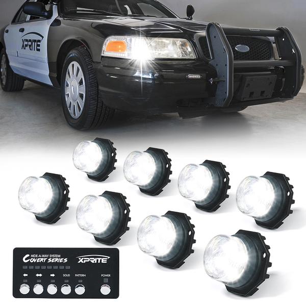 116.99 Xprite Covert 8 Series Hide-A-Way LED Strobe Lights - White / White-Amber / Amber - Redline360