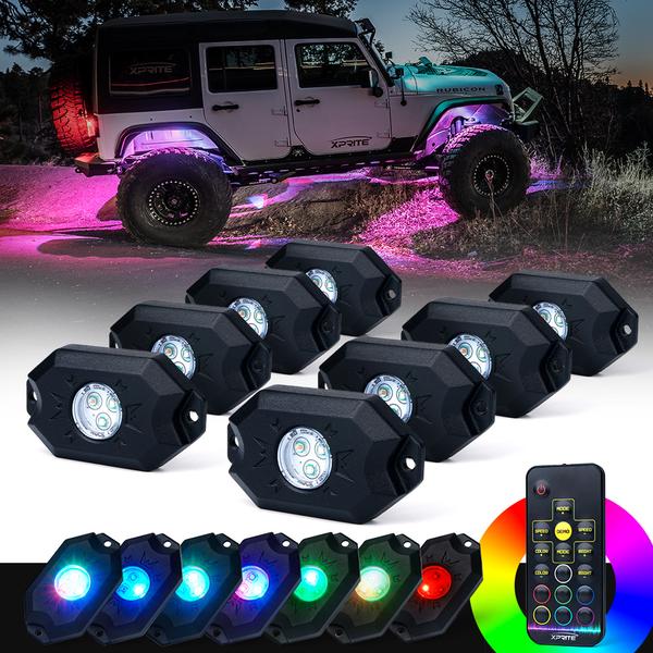 Xprite Victory Series Remote Control RGB LED Rock Lights - 4pcs / 6pcs ...