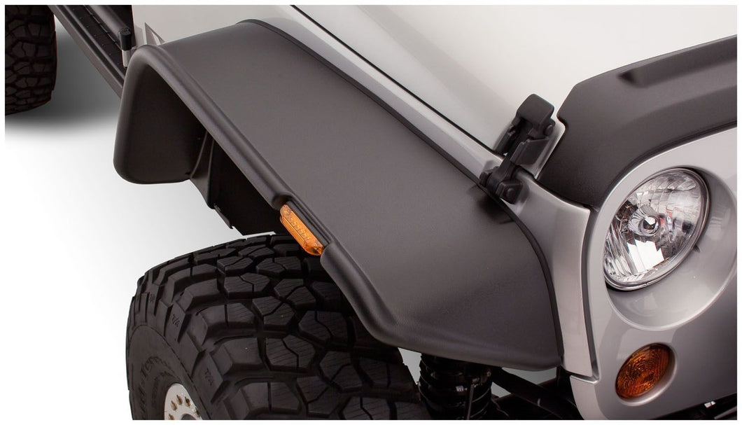 375.99 Bushwacker Jeep Flat Style Fender Flares Jeep Wrangler JK [Front]  (2007-2018) 10053-07 - Redline360