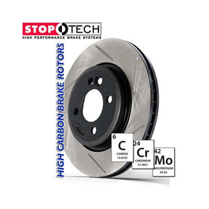 169.03 StopTech Front Slotted Brake Rotors Toyota Prius C (12-19) Yaris (06-18) Passenger or Driver Side - Redline360