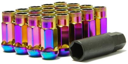 Muteki SR48 Extended Open Ended Wheel Tuner Lug Nuts Burned Blue Neon 12x1.25mm Muteki SR48 Extended Open Ended Wheel Tuner Lug Nuts Burned Blue Neon 12x1.25mm