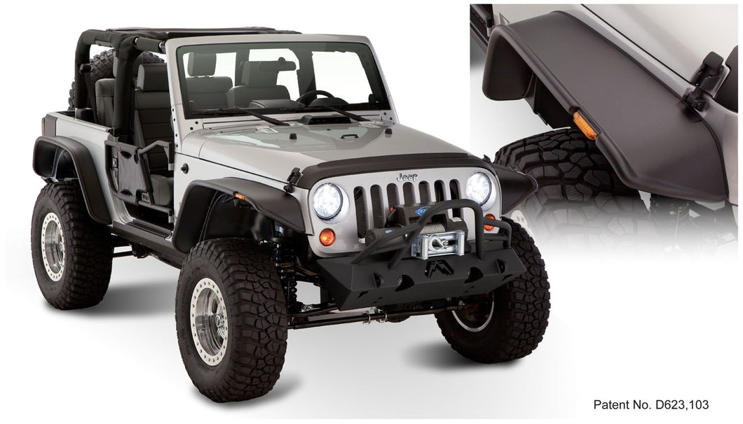 599.00 Bushwacker Jeep Flat Style Fender Flares Jeep Wrangler [Front/Rear] (07-18) 10919-07 - Redline360