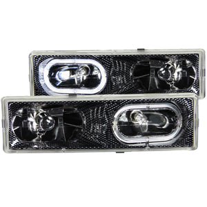 176.77 Anzo Crystal Headlights Chevy Tahoe (95-99) [w/ LED Halo] Carbon / Black / Chrome - Redline360