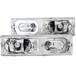 176.77 Anzo Crystal Headlights Chevy Tahoe (95-99) [w/ LED Halo] Carbon / Black / Chrome - Redline360