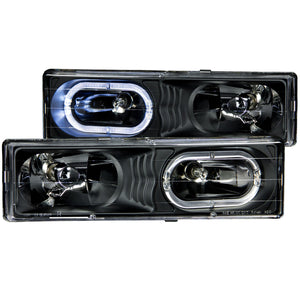 176.77 Anzo Crystal Headlights Chevy Tahoe (95-99) [w/ LED Halo] Carbon / Black / Chrome - Redline360