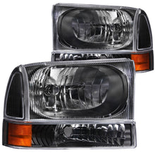Load image into Gallery viewer, Anzo Crystal Headlights Ford F250 F350 F450 Super Duty (99-04) w/ Corner Lights - Black or Chrome - Black Alternate Image
