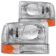 Load image into Gallery viewer, Anzo Crystal Headlights Ford F250 F350 F450 Super Duty (99-04) w/ Corner Lights - Black or Chrome - Chrome Alternate Image