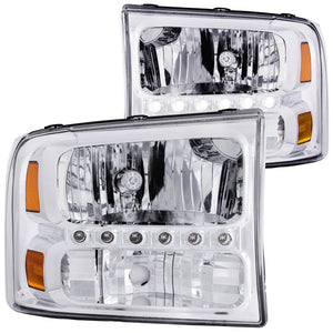218.62 Anzo Crystal Headlights Ford F250/F350/F450 Super Duty (99-04) [w/ LED - 2PC] Black or Chrome Housing - Redline360