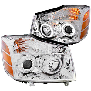 269.30 Anzo Projector Headlights Nissan Armada (04-07) Titan (04-15) [w/ SMD LED Halo] Black or Chrome Housing - Redline360