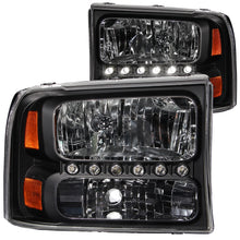 Load image into Gallery viewer, Anzo Crystal Headlights Ford Excursion (00-04) [w/ LED - 2PC] Black or Chrome Housing - Black Alternate Image
