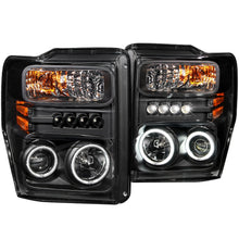 Load image into Gallery viewer, Anzo Projector Headlights Ford F250/F350/F450/F550 Super Duty (08-10) w/ SMD LED or U-Bar Halo - SMD LED / Black Alternate Image