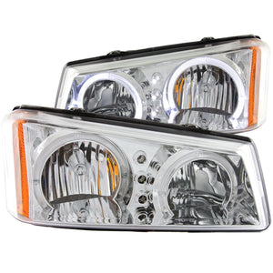 241.06 Anzo Crystal Headlights Chevy Silverado / Avalanche (03-06) [w/ LED Halo] Black or Chrome Housing - Redline360