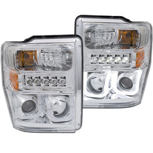 Load image into Gallery viewer, Anzo Projector Headlights Ford F250/F350/F450/F550 Super Duty (08-10) w/ SMD LED or U-Bar Halo - SMD LED / Black Alternate Image