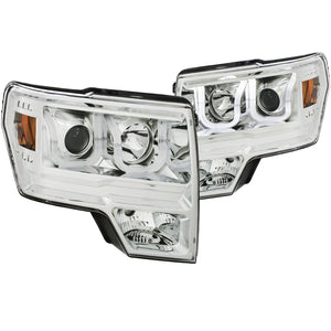 396.40 Anzo Projector Headlights Ford F150 HID Model (09-14) [w/ U-Bar Halo] Black or Chrome - Redline360