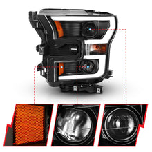 Load image into Gallery viewer, 495.42 Anzo Projector Headlights Ford F150 Non-HID Model (15 -17) [w/ Switchback Halo] Black or Chrome - Redline360 Alternate Image