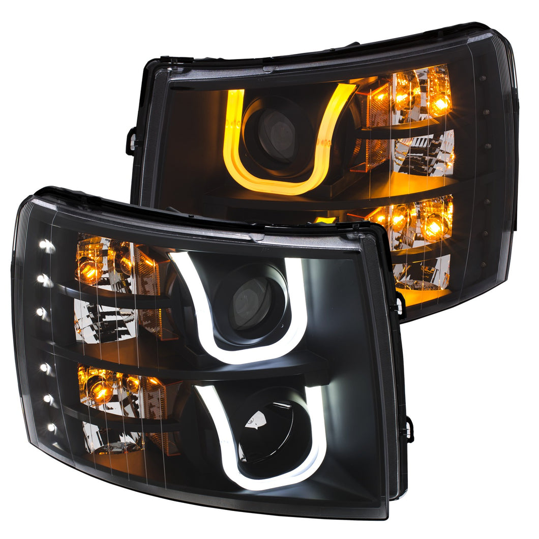 448.00 Anzo Projector Headlights Silverado 1500 (07-13) 2500HD/3500HD (07-14) LED U Bar or Plank Style Halo - Redline360