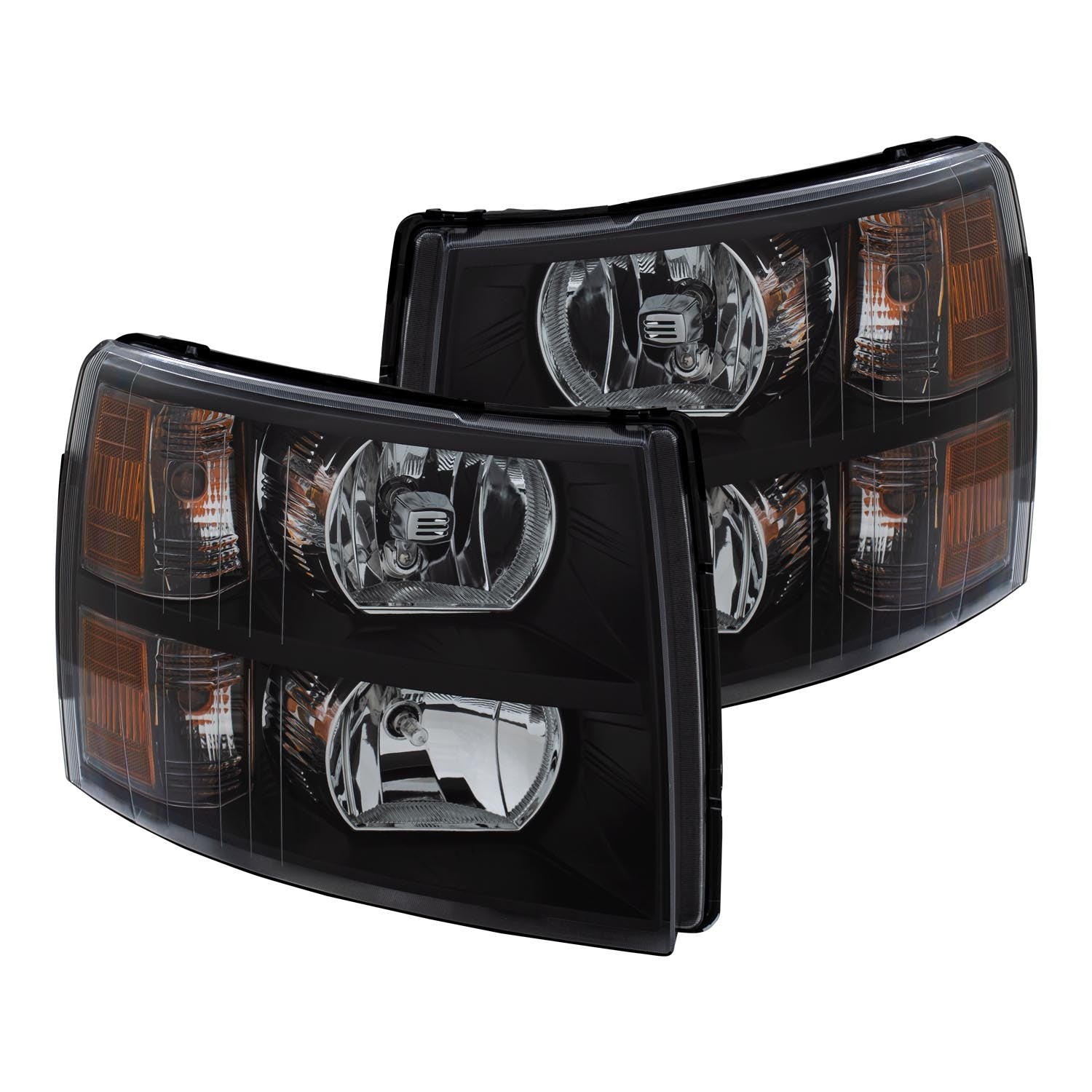Silverado 1500 Headlights with Amber Corner Lights; Black Housing; Smoked Lens (07-13 Silverado 1500 Silverado 1500 Headlights with Amber Corner Lights; Black Housing; Smoked Lens (07-13 Silverado 1500
