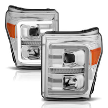 Load image into Gallery viewer, Anzo Projector Headlights Ford F250 F350 F450 F550 Super Duty (11-16) w/ Plank Style Halo &amp; Switchback Headlights] - Black Alternate Image